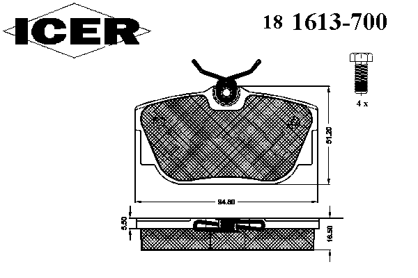 Комплект тормозных колодок, дисковый тормоз 181613-700