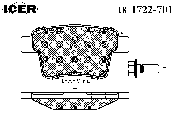 Комплект тормозных колодок, дисковый тормоз 181722-701