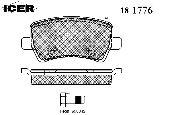Комплект тормозных колодок, дисковый тормоз 181776