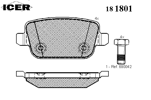 Комплект тормозных колодок, дисковый тормоз 181801