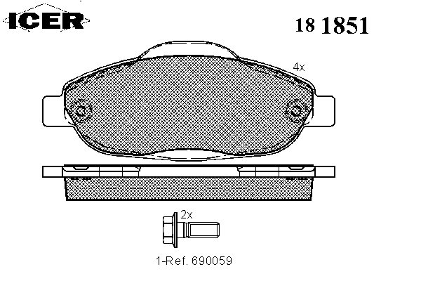 Комплект тормозных колодок, дисковый тормоз 181851