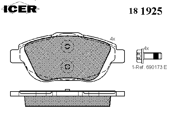 Комплект тормозных колодок, дисковый тормоз 181925