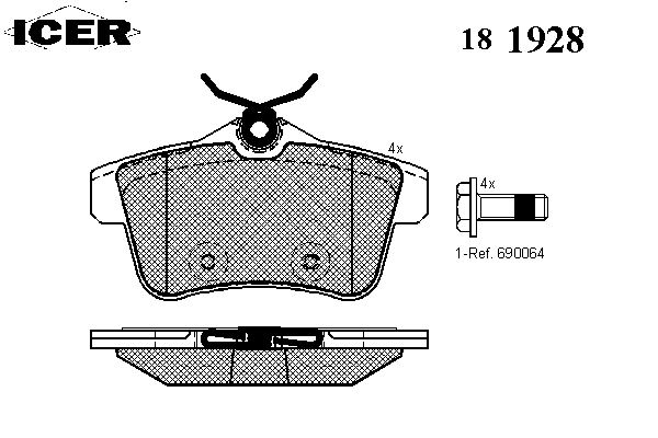 Комплект тормозных колодок, дисковый тормоз 181928