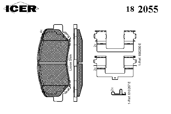 Комплект тормозных колодок, дисковый тормоз 182055