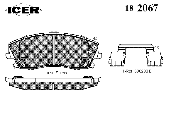 Комплект тормозных колодок, дисковый тормоз 182067