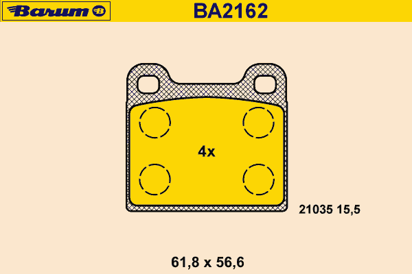 Комплект тормозных колодок, дисковый тормоз BA2162