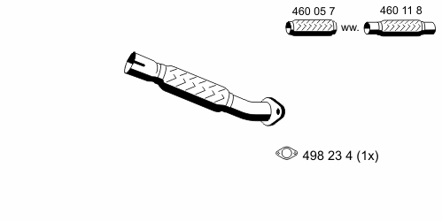 Труба выхлопного газа; Ремонтная трубка, катализатор 341585