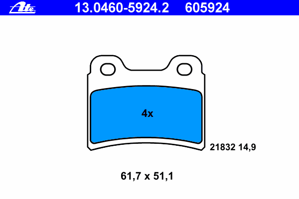 Комплект тормозных колодок, дисковый тормоз 13.0460-5924.2