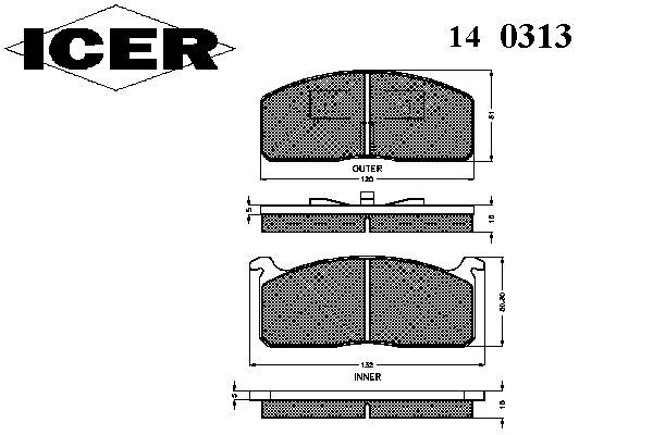 Комплект тормозных колодок, дисковый тормоз 140313