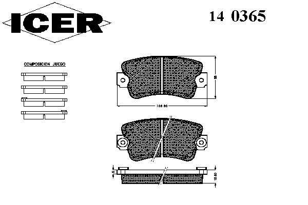 Комплект тормозных колодок, дисковый тормоз 140365
