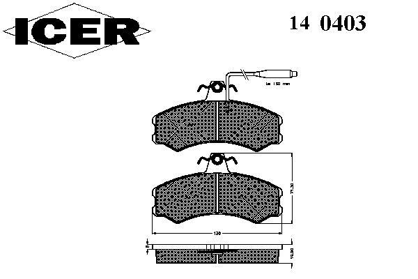Комплект тормозных колодок, дисковый тормоз 140403