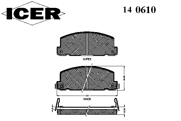 Комплект тормозных колодок, дисковый тормоз 140610