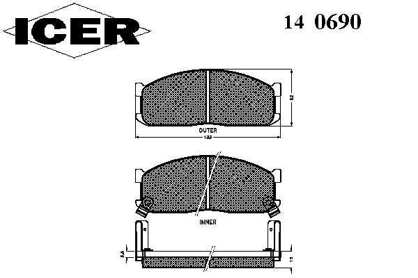 Комплект тормозных колодок, дисковый тормоз 140690