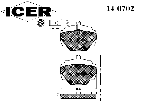 Комплект тормозных колодок, дисковый тормоз 140702