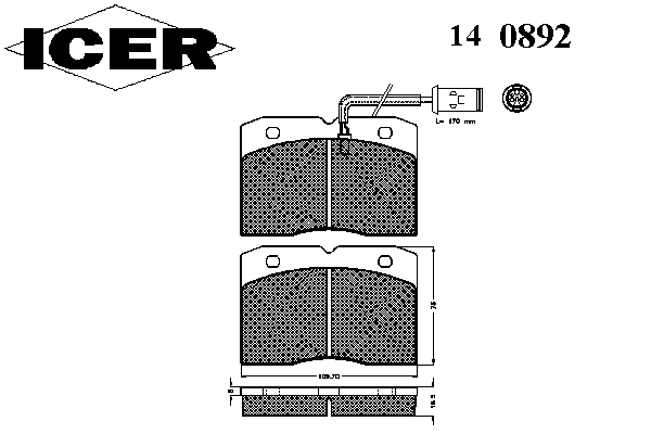 Комплект тормозных колодок, дисковый тормоз 140892