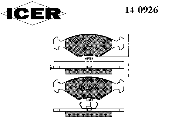 Комплект тормозных колодок, дисковый тормоз 140926