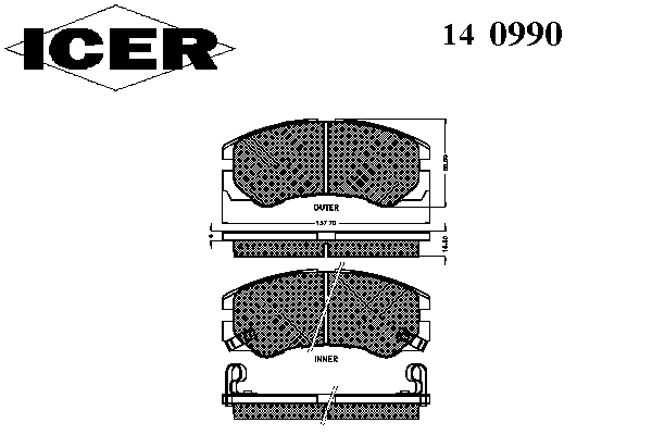 Комплект тормозных колодок, дисковый тормоз 140990