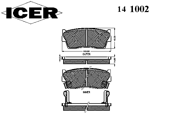 Комплект тормозных колодок, дисковый тормоз 141002
