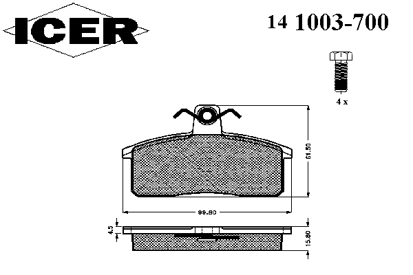 Kit de plaquettes de frein, frein à disque 141003-700