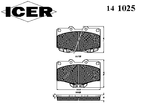 Комплект тормозных колодок, дисковый тормоз 141025