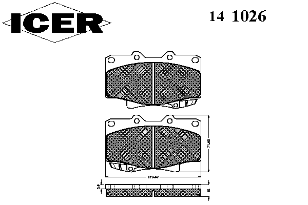 Kit de plaquettes de frein, frein à disque 141026