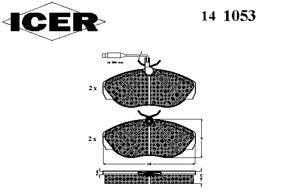 Комплект тормозных колодок, дисковый тормоз 141053