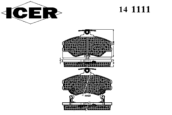 Комплект тормозных колодок, дисковый тормоз 141111