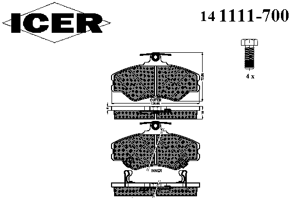 Комплект тормозных колодок, дисковый тормоз 141111-700
