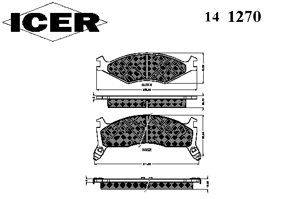 Комплект тормозных колодок, дисковый тормоз 141270