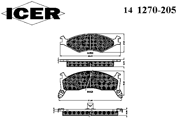 Комплект тормозных колодок, дисковый тормоз 141270-205