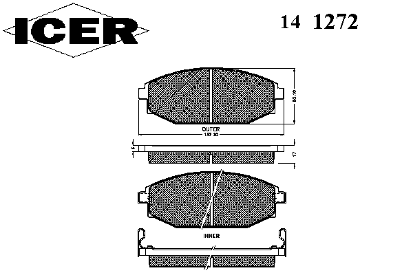 Комплект тормозных колодок, дисковый тормоз 141272