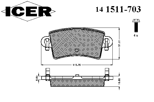 Комплект тормозных колодок, дисковый тормоз 141511-703