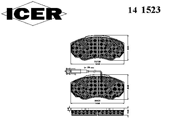 Комплект тормозных колодок, дисковый тормоз 141523