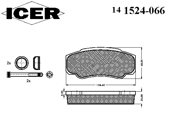Комплект тормозных колодок, дисковый тормоз 141524-066