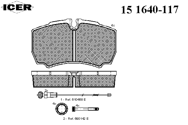 Комплект тормозных колодок, дисковый тормоз 151640-117