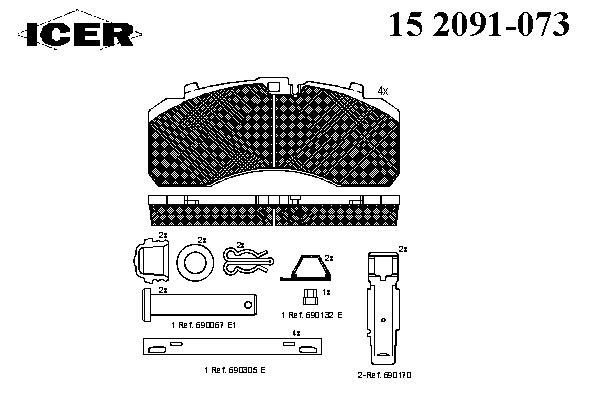 Комплект тормозных колодок, дисковый тормоз 152091-073