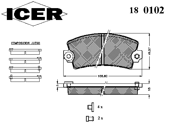 Комплект тормозных колодок, дисковый тормоз 180102