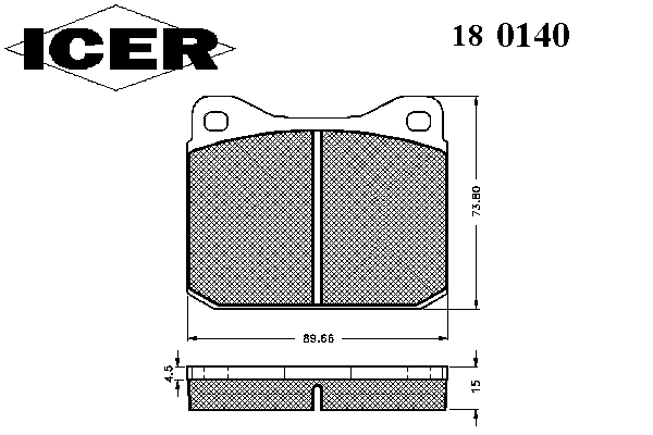 Комплект тормозных колодок, дисковый тормоз 180140