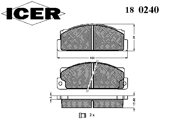 Комплект тормозных колодок, дисковый тормоз 180240
