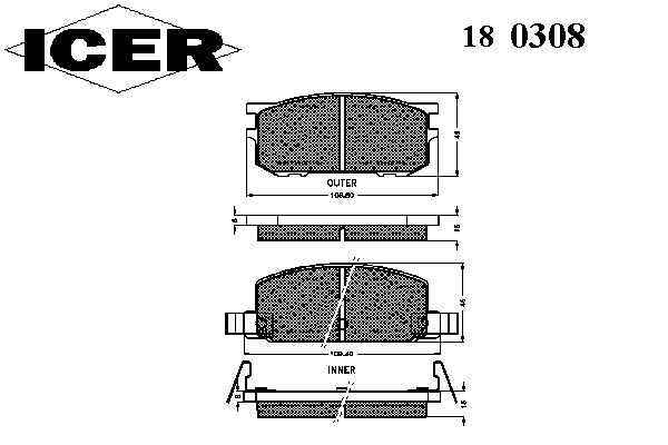 Комплект тормозных колодок, дисковый тормоз 180308