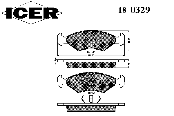 Комплект тормозных колодок, дисковый тормоз 180329