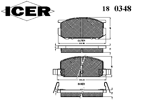Комплект тормозных колодок, дисковый тормоз 180348