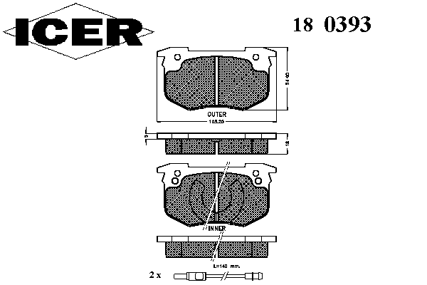 Комплект тормозных колодок, дисковый тормоз 180393