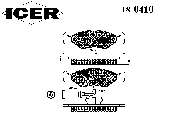 Kit de plaquettes de frein, frein à disque 180410