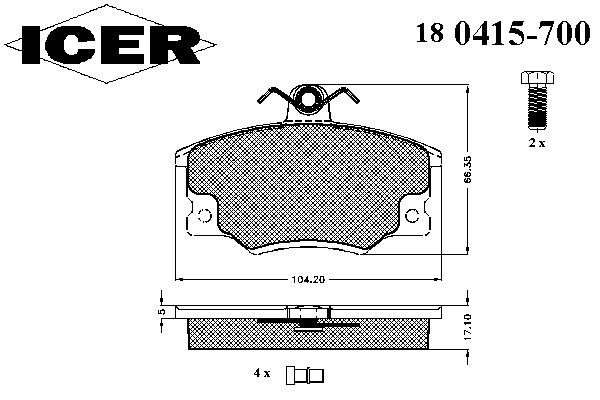 Комплект тормозных колодок, дисковый тормоз 180415-700