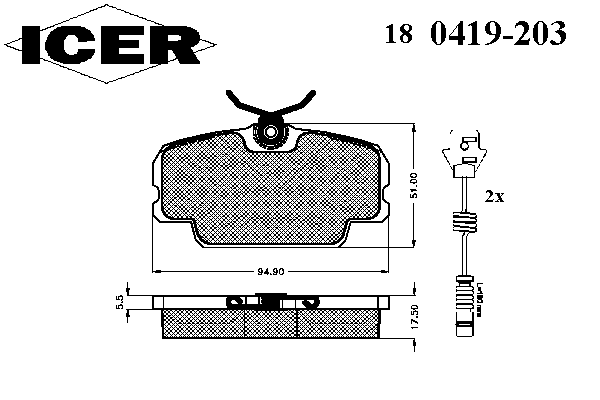 Комплект тормозных колодок, дисковый тормоз 180419-203
