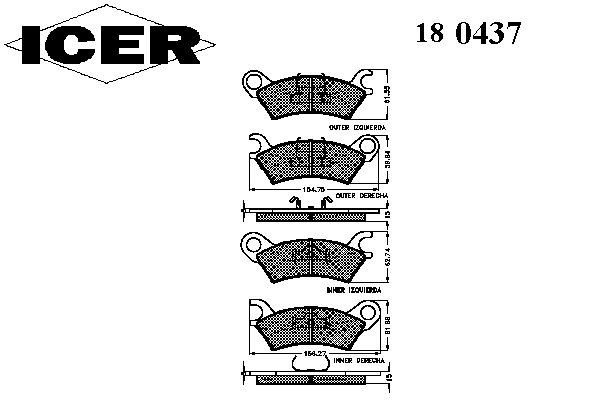 Комплект тормозных колодок, дисковый тормоз 180437