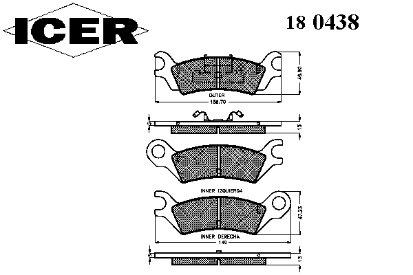 Комплект тормозных колодок, дисковый тормоз 180438
