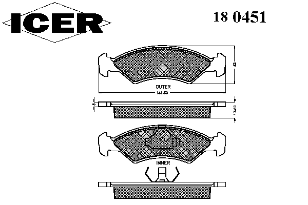 Комплект тормозных колодок, дисковый тормоз 180451