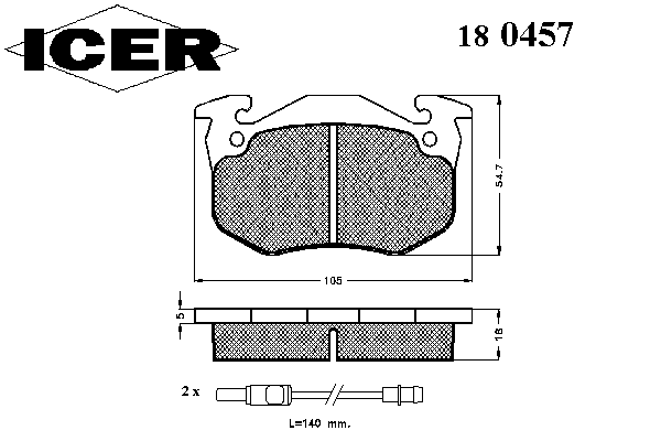 Комплект тормозных колодок, дисковый тормоз 180457